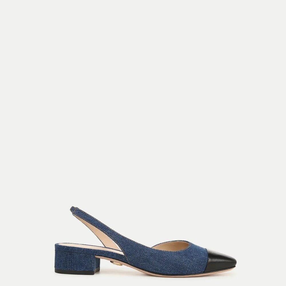 Veronica Beard Cecile Denim Cap-Toe Slingback